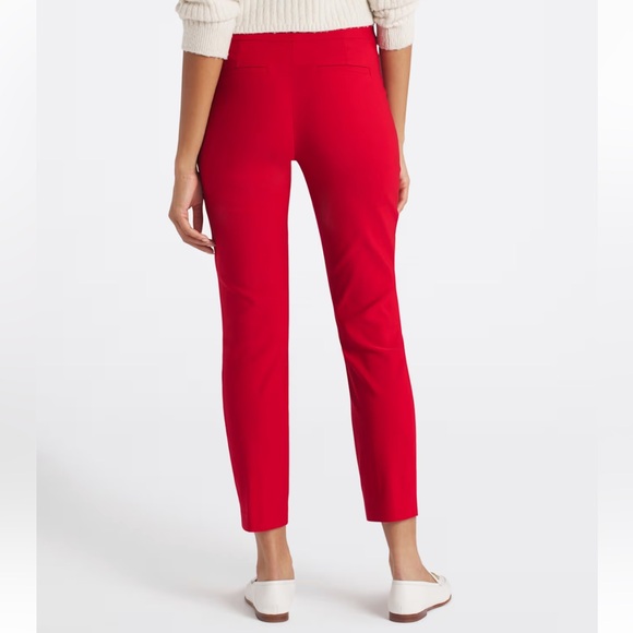 NWOT/EUC Tenney Mid Rise Slim Straight Ankle Trouser in Bright Red - Picture 2 of 14
